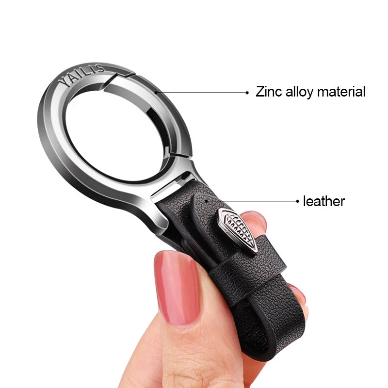 Car keychain men's high-grade multifunctional pendant anti-loss leather jacket hook senior leather car key accessories