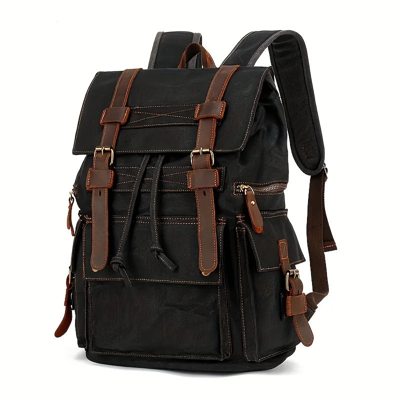 Vintage canvas backpack Leather canvas Backpack Backpack 15-inch laptop tote satchel Academy Shoulder Hiking bag