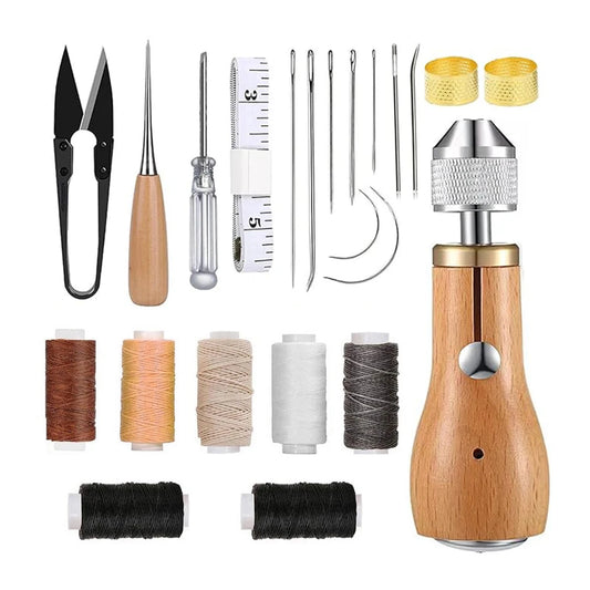 Leather Sewing Awl Thread Kit Hand Sewing Tools DIY Leather Sewing Kit Leather Working Shoes Canvas Repair Tool Portable
