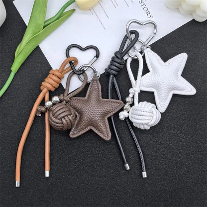 Leather Star Maillard Bag Pendant Bag Hanger Car Keychain Jewelry Gift Decoration Accessories