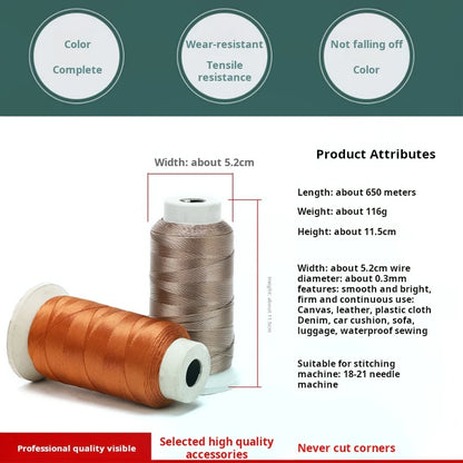 500d 4 Strands Sewing Thread Nylon Thin Mercerized  High-strength Embroidery Shine Down Jacket Strong And Durable Leather Thread