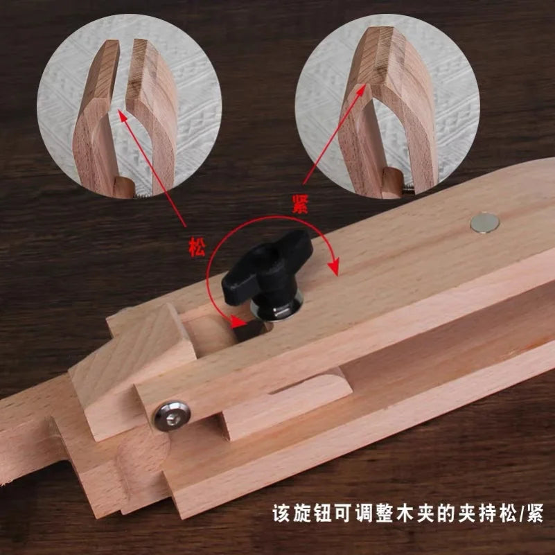 Leather Tools Handmade DIY Hand-stitched Wooden Clip Adjustable Foldable Clip Desktop Leather Stitching Holder