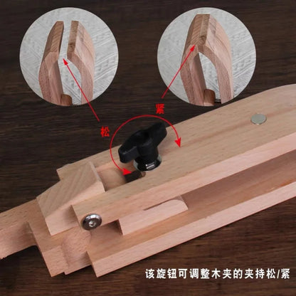 Leather Tools Handmade DIY Hand-stitched Wooden Clip Adjustable Foldable Clip Desktop Leather Stitching Holder