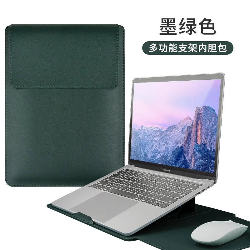 Custom Name Leather 14 Inch Laptop Bag Set Large Capacity Mouse USB Storage Bag Business Computer Stand Waterproof Briefcase
