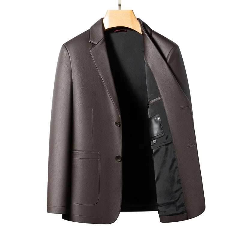 Spring and Autumn Leather Jackets, Casual Leather Suits, Men's Leather Jackets, Sheepskin Slim-Fit High-End Genuine Leather Jack