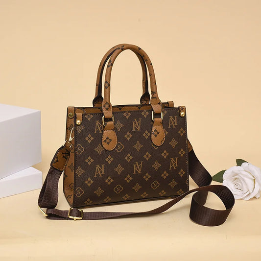 Elegant Ladies Handbag Retro Printed Crossbody Bag for Women Luxury Designer Leather Material Messenger Handbag for Travel