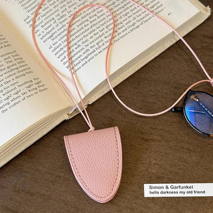 Leather Neck Strap Glasses Bag Simple Hanging Neck Pouch Pendant Storage Hanging Rope Sunglasses Clip Women Fashion Accessories