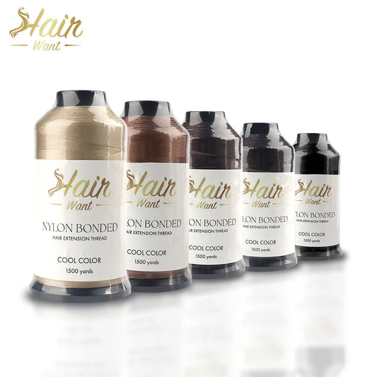 Hair Want 1500 Yards Bonded Nylon Sewing Thread Leather Upholstery Weaving Hair Thread for Hair Beauty Salon Weft Extensions