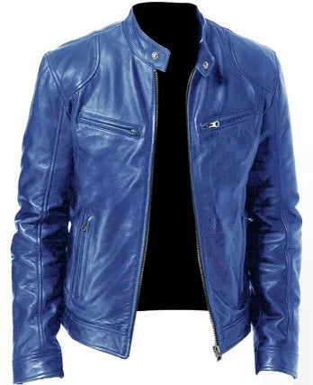 Men's Leather Jacket Bomber Motorcycle Biker Pu Leather Casual Loose Fit Faux Jacket For Men
