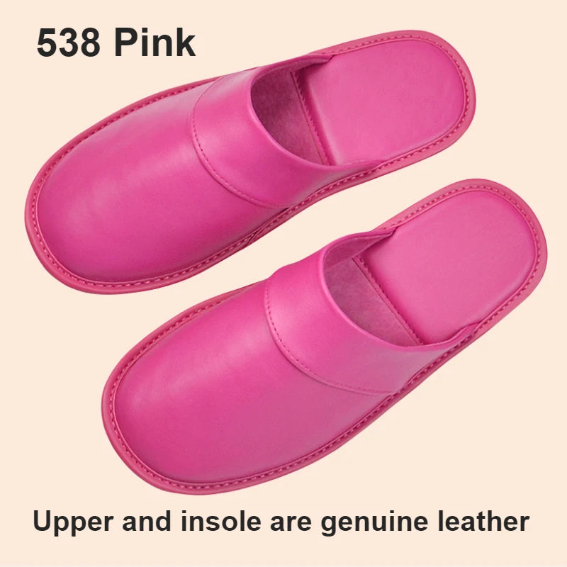 Soft Sheepskin Leather Slippers Homes in indoor slipper Spring Autumn men women elderly non-slip casual single shoes summer