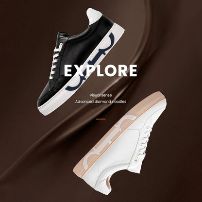 Casual Shoes Men's Leather Flat Shoes Black White Flat Breathable Massage Comfortable Casual Sneakers Luxury Brand 2025 New