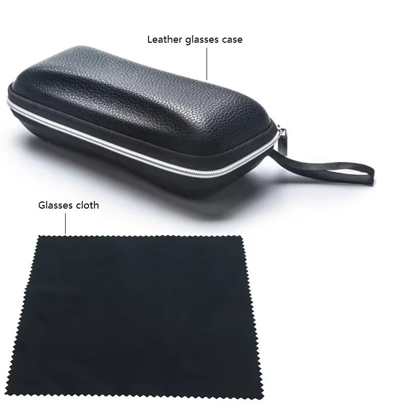 Leather Glasses Case Portable Sunglasses Reading Glasses Carry Bag Hard Zipper Box Protective Case Cover Eyeglasses Accessories