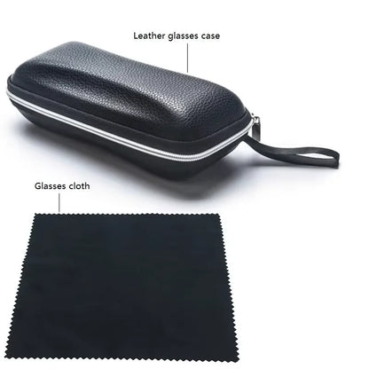 Leather Glasses Case Portable Sunglasses Reading Glasses Carry Bag Hard Zipper Box Protective Case Cover Eyeglasses Accessories