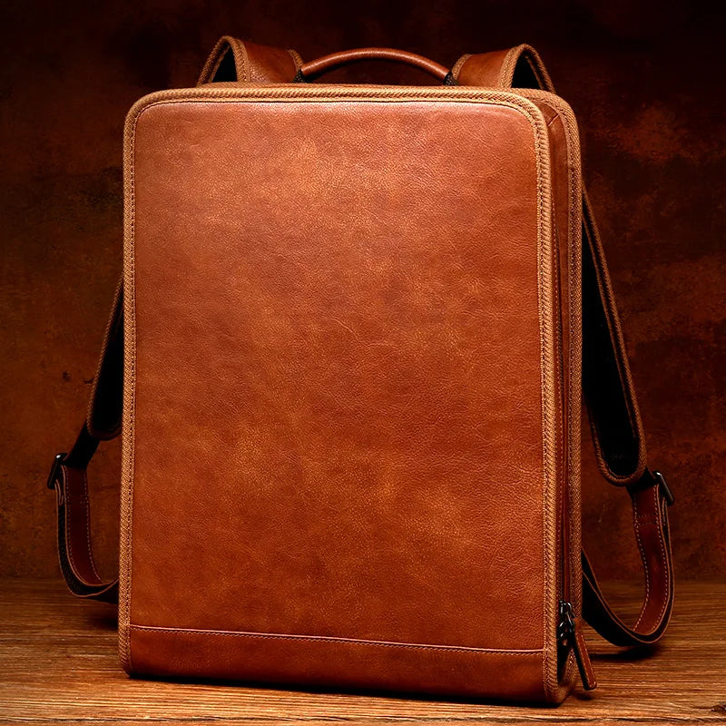 Leather shoulder bag men's business leisure first leather computer bag leather travel backpack