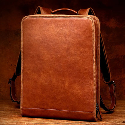 Leather shoulder bag men's business leisure first leather computer bag leather travel backpack
