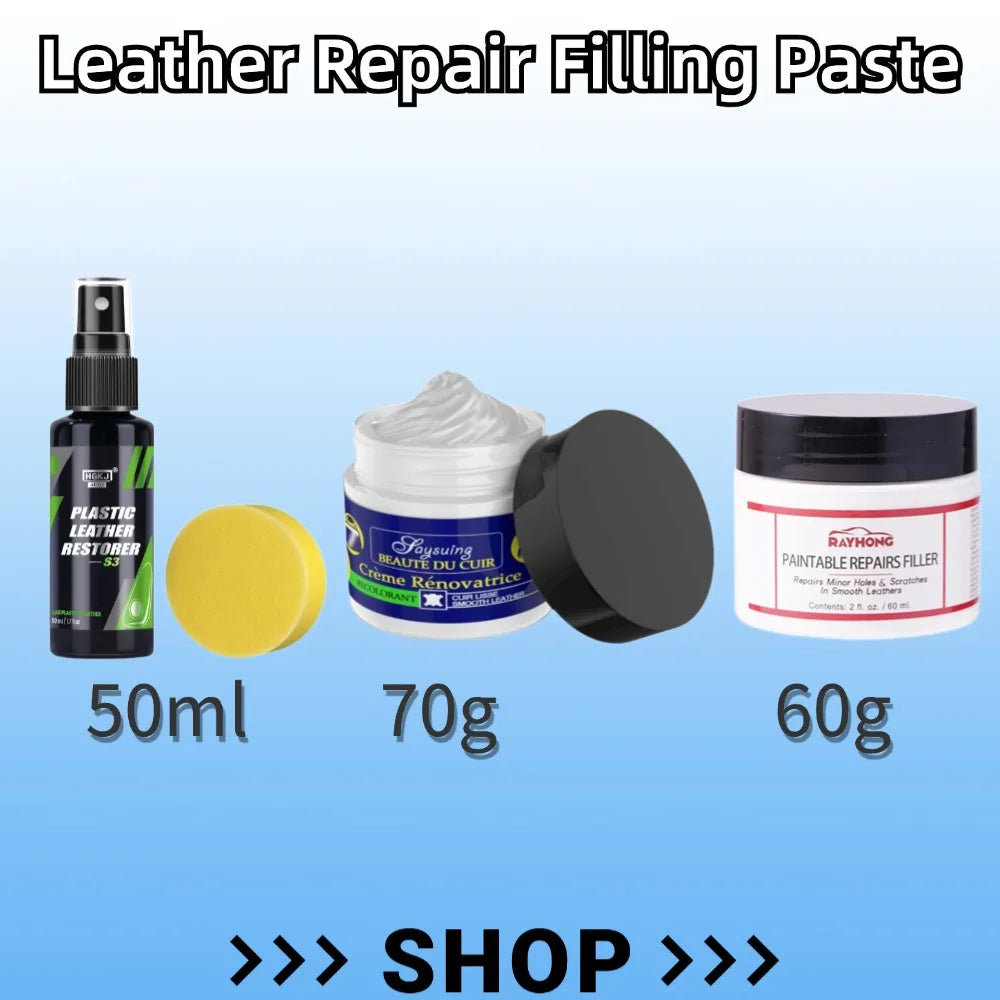 60/50/70g Leather Repair Filling Paste Compound Leather Restoration Cream Auto Leather Car Repair Scratches Cracks Sofa Car Seat