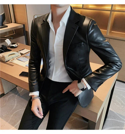 Slim Fit Fashion Casual Leather Jackets/Man Coats Brand Clothing Men's Autumn Jackets high quality Casual Leather Jackets Male