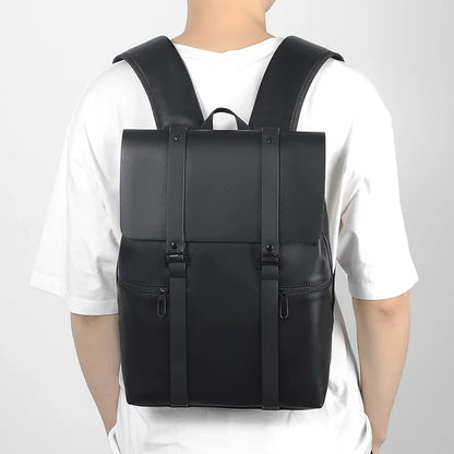 Black Leather Men Backpack Genuine Travel Bag Casual Daypack Fashion School s Large Laptop Soft Skin 14 Backpack