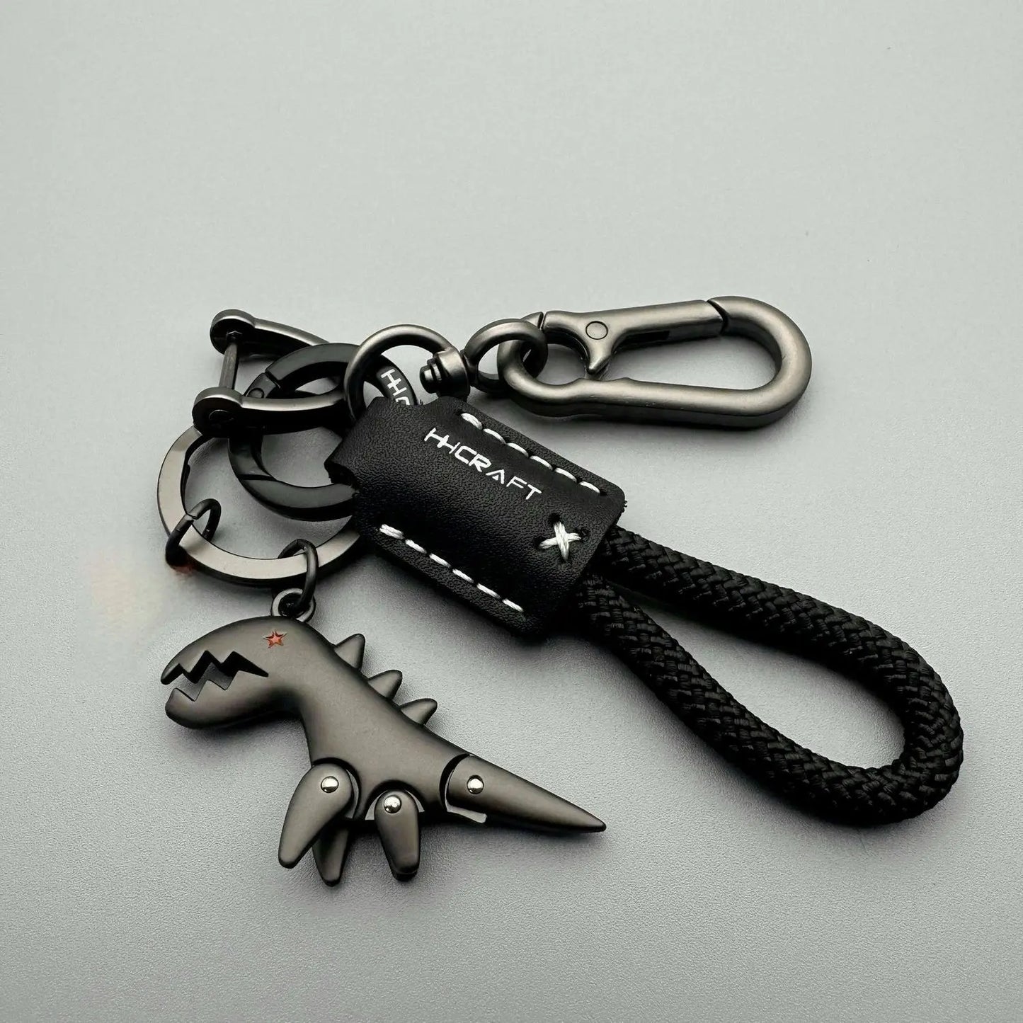 Motorcycle Decoration Accessories and Car Keychain Single Leather Woven Rope Metal Keychain Handbag Pendant Small Gift