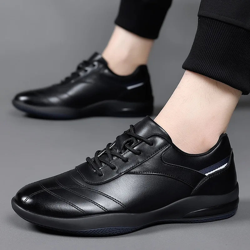 New Shoes for Men Genuine Leather Casual Shoes Trend Leisure Sport Shoes Youth Street Fashion Cow Leather Sneakers