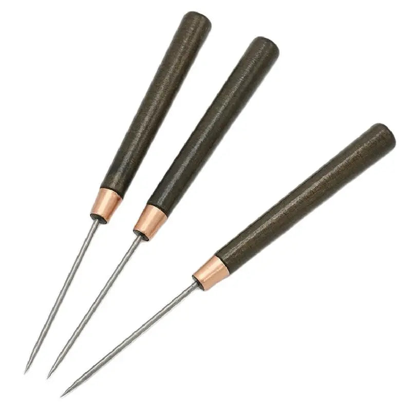 Professional Leather Wood Handle Awl Tools, Leather Craft, Stitching Sewing Accessories, Sewing Stitching, 2Pcs