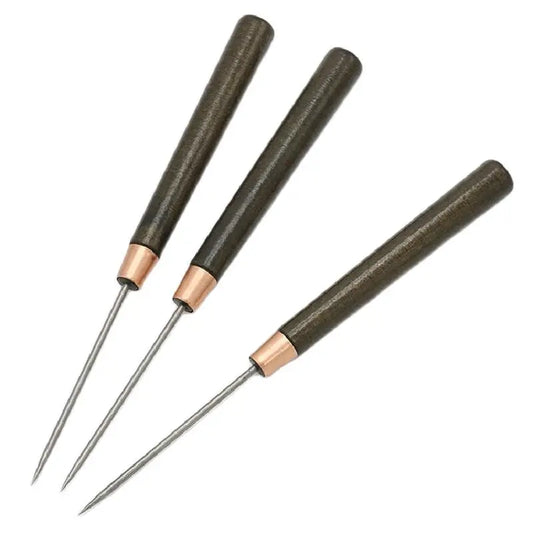 Professional Leather Wood Handle Awl Tools, Leather Craft, Stitching Sewing Accessories, Sewing Stitching, 2Pcs