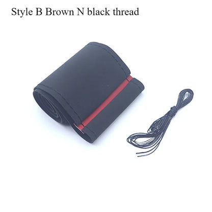 DIY Leather Steering Wheel Covers Soft Fiber Universal Braid Car Steering-Wheel With Needles and Thread Interior Accessories