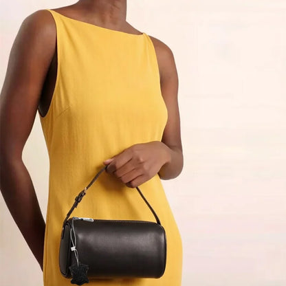 Real Leather Handbag for Women,Soft Leather Tubular Type,Shoulder Crossbody Bag,New Summer Travel Purse,Lady Everyday Phone Bags