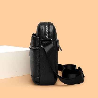 Men's Luxury Designer Genuine Leather Bag Simple Business Casual Shoulder Bag Multiple Pockets Small Crossbody Bags for Men