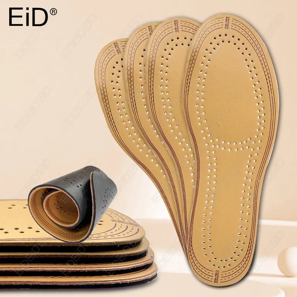 Leather Insoles For Shoes Men Women Breathable Cowhide Shoe Pads Massage Shock Absorption Cushion Sneakers Sole Insert Insole
