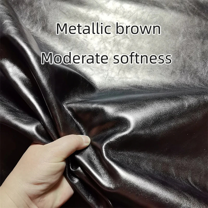 0.8/1mm Champagne Gold Metallic Brown Sheepskin. First Layer Leather.Real Leather Fabric. Handmade DIY For Bags. Whole Sheepskin