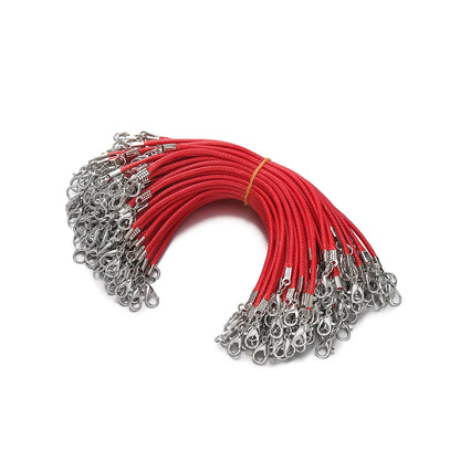 10pcs 2mm PU Leather Wax Thread 13cm Braided Strings With Alloy Lobster Clasp Bracelet Cord for DIY Jewelry Making Supplies