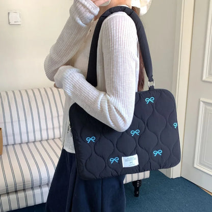 New 13-15.6inch Laptop Shoulder Bag Large Capacity Shockproof Tablet Sleeve Case Multifunctional Bowknot Laptop Handbag