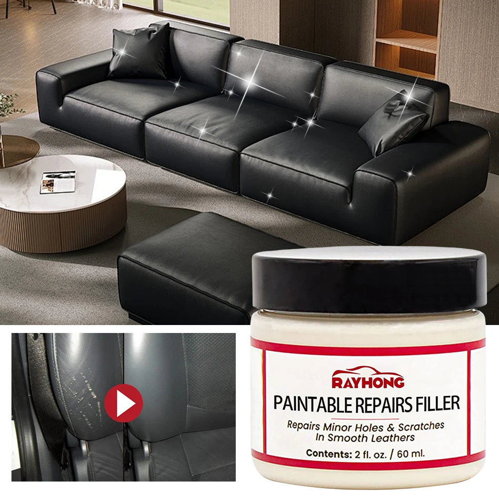 60/20ml Leather Repair Filling Paste Compound Leather Restoration Cream Car Leather Car Repair Scratches Cracks Sofa Auto Seat