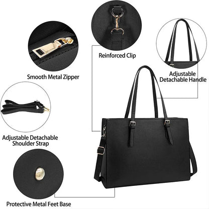 European and American Laptop Bags Cross-grained Women's Bag Multi-layered Large Single-shoulder Bag Stylish Versatile Briefcase