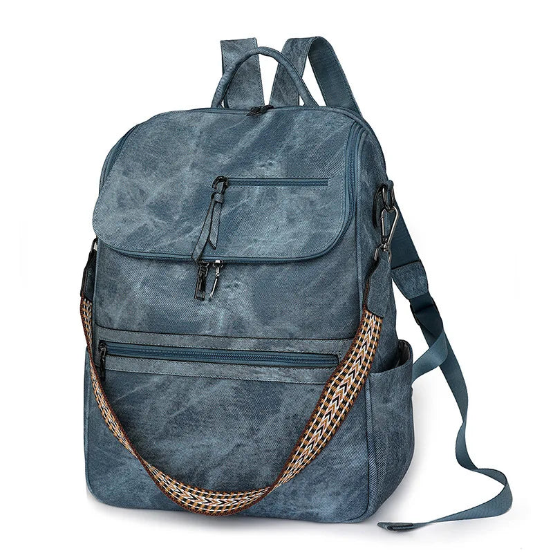 New 2025 Women Large Leather Laptop Backpack 15.6 Inch Waterproof Casual Fashion Business Retro Travel Shoulder Bag for College