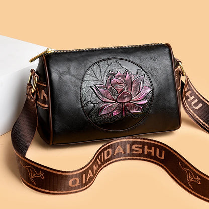 Casual Women Handbag Soft Leather Shoulder Crossbody Bags for Women 2024 New Fashion Print Ladies Messenger Tote Bag