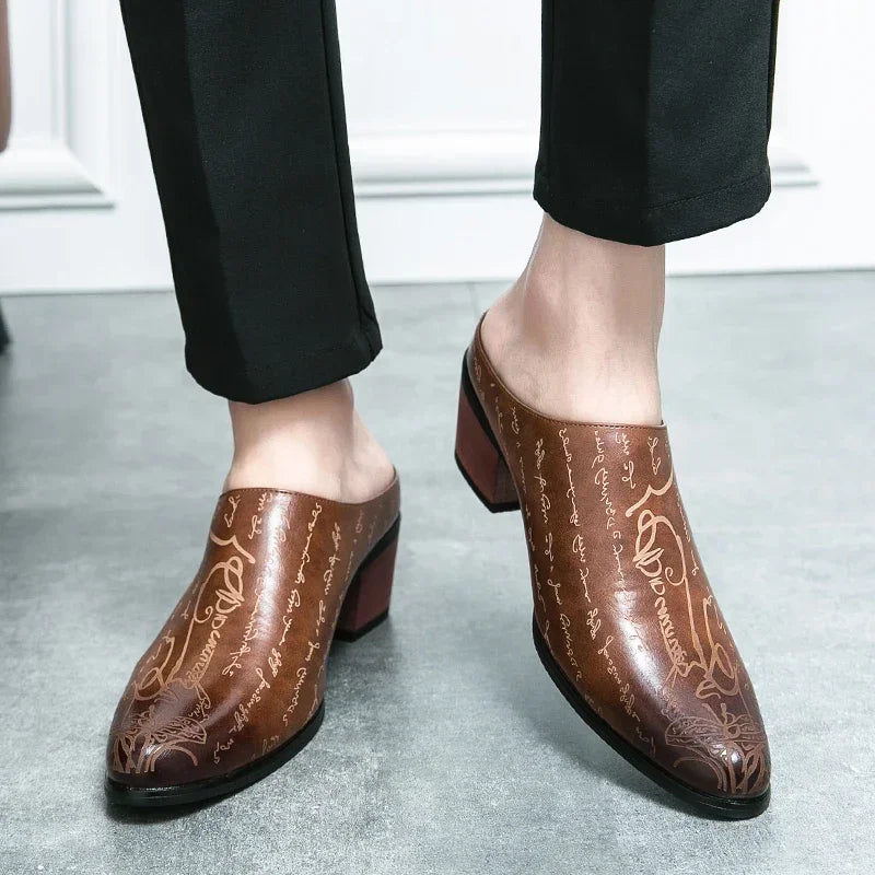 Men's Shoes High Quality Leather Casual Slippers Men Baotou Slippers Classic Slip-On Loafers Casual Leather Shoes Zapatos Hombre