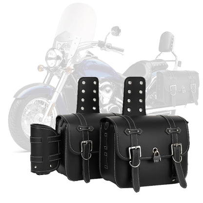 Retro Fashion Motorcycle Saddle Bags Pouch Storage Case Side Luggage Tank Suitcase Waterproof PU Leather Motorbike Accessories