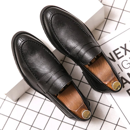 2025 Leather Shoes For Men Comfortable Slip On Loafers Yuppie Brogue Shoes Men British Style Formal Leather Men’s Dress Shoes