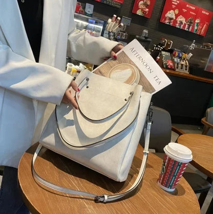 Genuine Leather Tote Bag for Women Large Capacity Oil Wax Leather Top Handle Shoulder Bag Vintage Luxury Designer Handbag