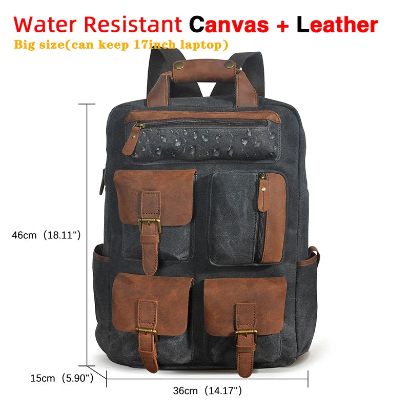 Men Original Leather Fashion Travel University College School Book Bag Designer Male Backpack Daypack Student Laptop Bag 1170