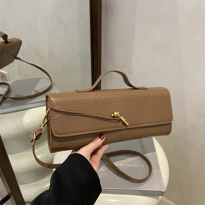 Women's Bags Burgundy Retro PU Leather Crocodile Pattern long Flip Women's Clutch Elegant Evening Bag Shoulder Crossbody Bag