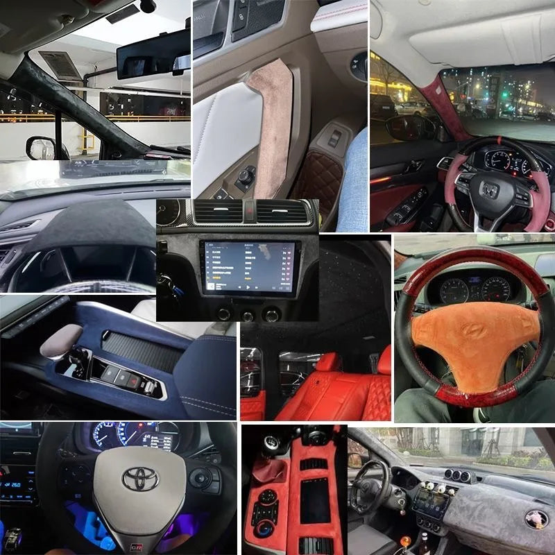 Suede Fabric Window Film Self-adhesive Synthetic Leather Stretchable Interior Film Suitable for Automotive and Home Decorate
