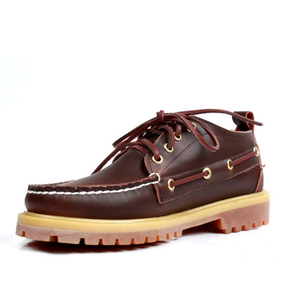 Genuine Leather Men's Casual Fashion Boat Shoes Moccasin England Platform Luxury Lace up Male Loafers Driving Shoes Low Heel