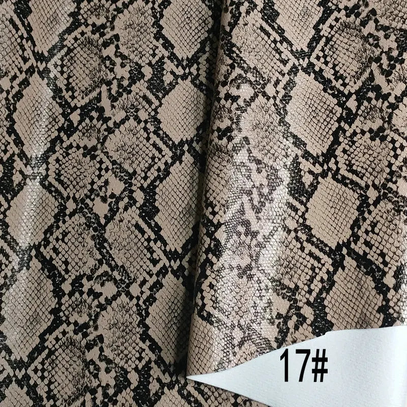 PU Snakeskin Faux Leather Fabric Roll No Adhesive for Bag Belt Headboard Sofa Upholstery Artificial Leather Animal
