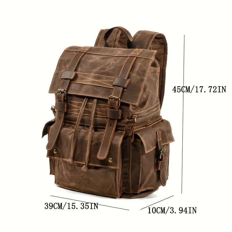 Vintage canvas backpack Leather canvas Backpack Backpack 15-inch laptop tote satchel Academy Shoulder Hiking bag