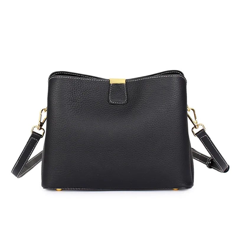 Women's Genuine Leather Handbag Luxury Bucket Style Casual Lady Fashion Shoulder Crossbody Messenger Bag for Girls 2025 Hot Sale