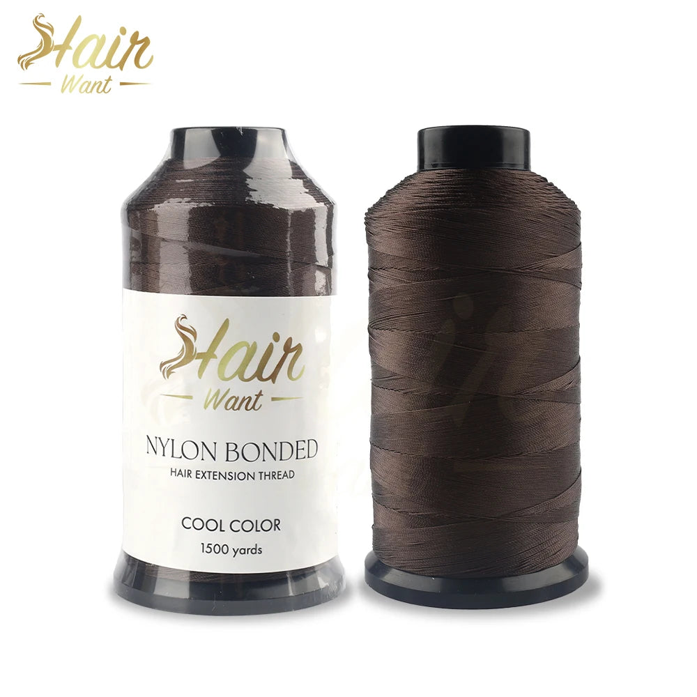 Hair Want 1500 Yards Bonded Nylon Sewing Thread Leather Upholstery Weaving Hair Thread for Hair Beauty Salon Weft Extensions