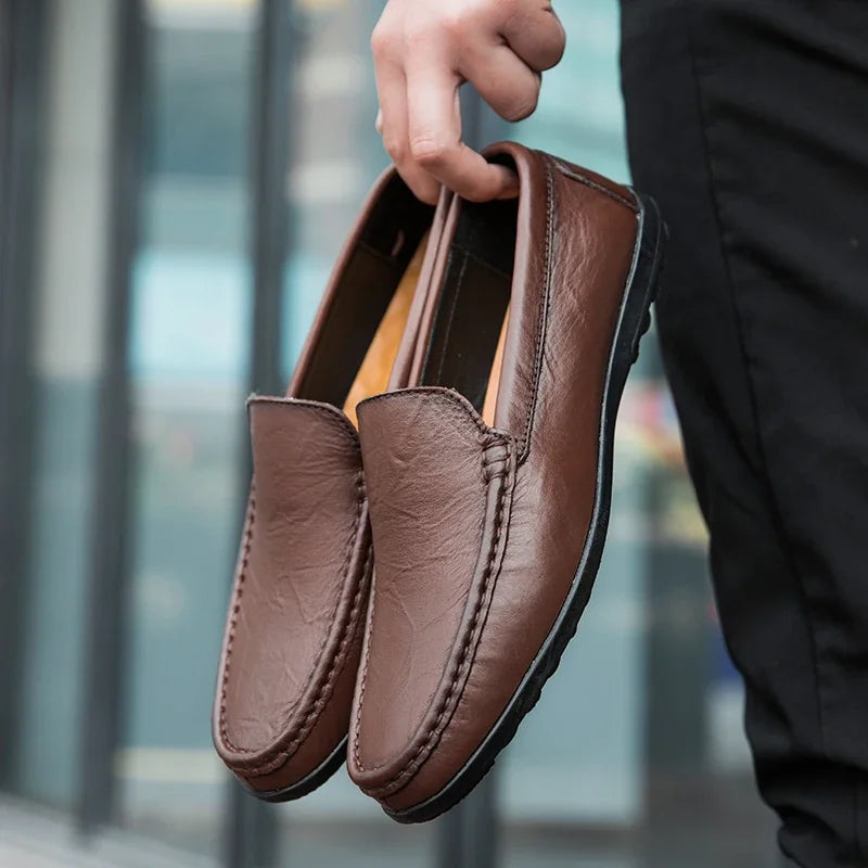 Genuine Leather Men Casual Shoes Luxury Brand Comfortable Man Loafers Italian Moccasins Breathable Slip on Men Driving Shoes